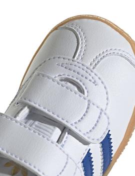 Zapatillas adidas gazelle cf i blanco azul de bebé.