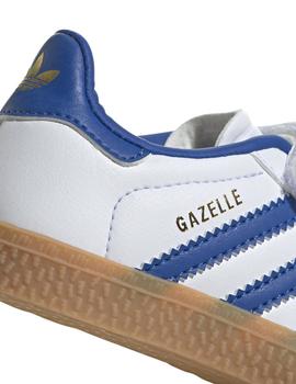 Zapatillas adidas gazelle cf i blanco azul de bebé.