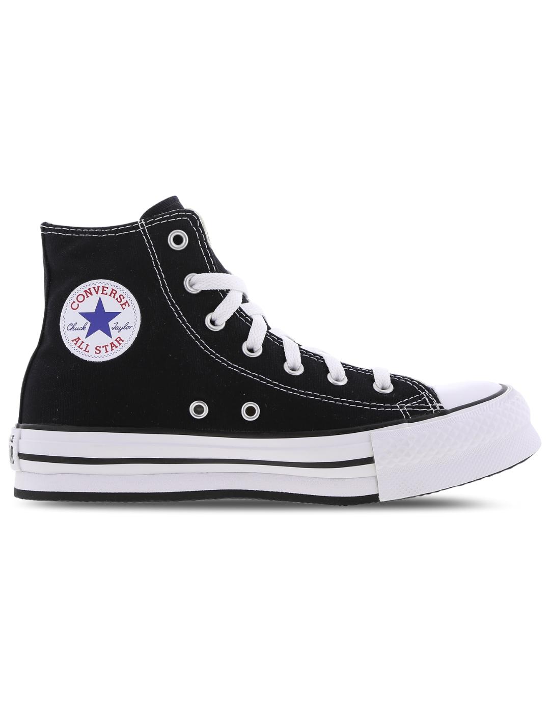 junio máquina de coser juego Zapatillas converse all star platf hi j negro de niña.