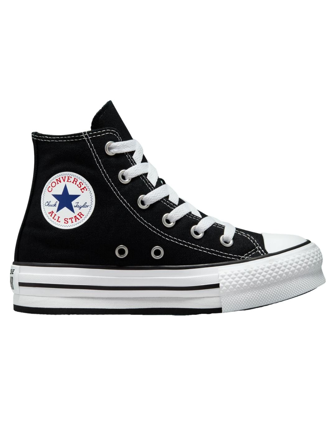 Zapatillas converse all star plataforma hi negro de niña.